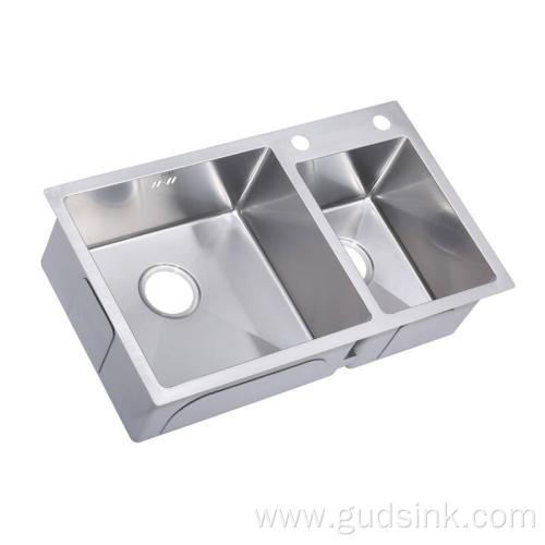 Hot-sale handmade double bowl stainless steel sink